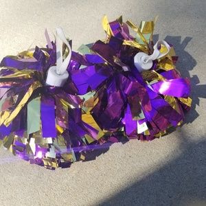 Gold and Purple Pom Poms